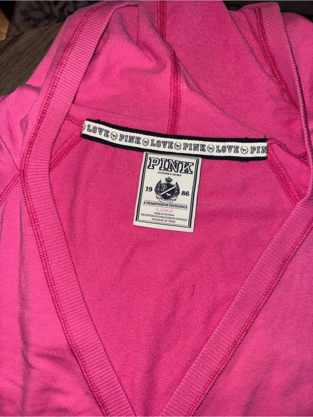 PINK Victoria's Secret Vintage Hot Pink Hooded Ruffle Dress size large - Picture 5 of 8